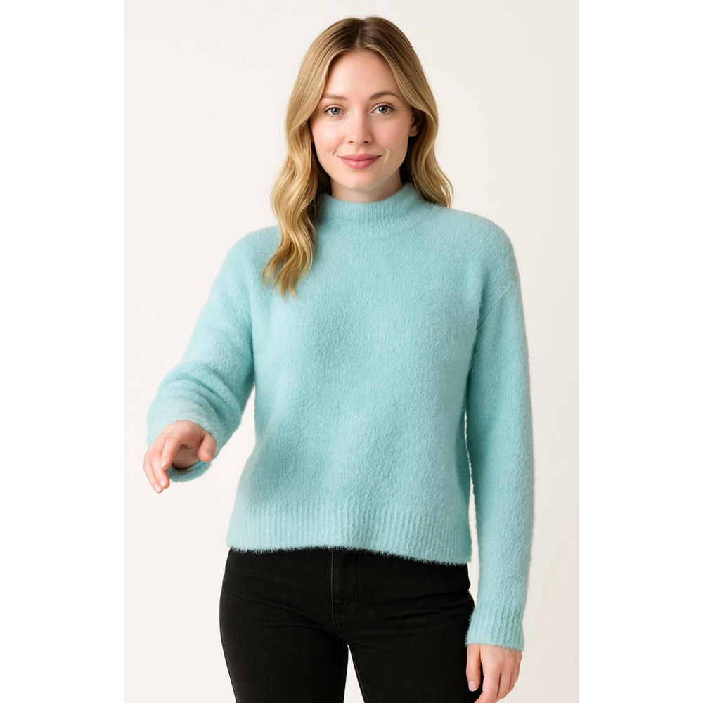 Women's Universal Thread Light Blue Fuzzy Mock Neck Sweater M Cozycore Soft Girl